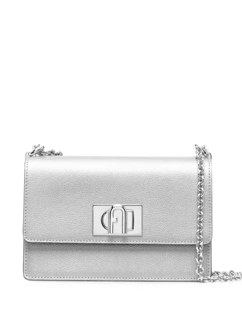 Furla logo-plaque leather shoulder bag Silver BAFKACOAMT000Y3000
