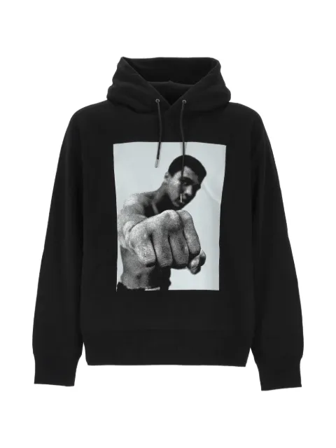sacai Muhammad Ali graphic-print oversized hoodie Black 2601154