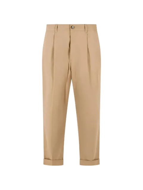 AMI Paris pleated turn-up trousers Neutrals HTR121CO0132A184