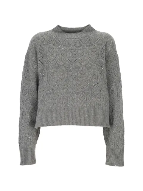 Lorena Antoniazzi sequin-embellished open-knit sweater Grey A26130DM55A2989