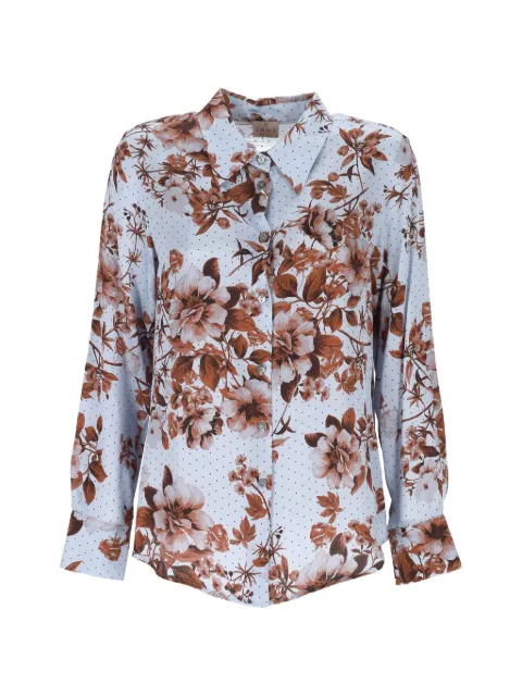 Marella floral-print polka-dot shirt Blue 2625116034200129001