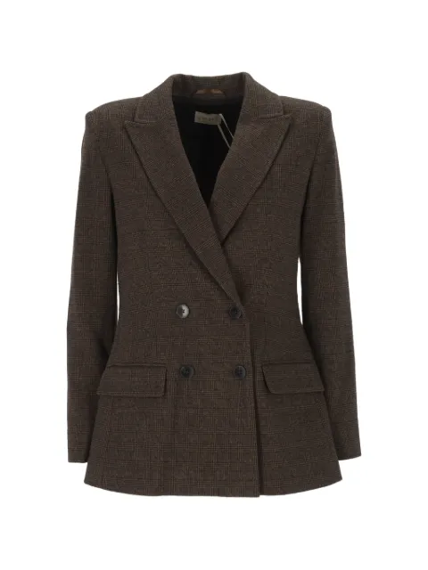 EMME Prince of Wales check double-breasted blazer Brown 2625916021200