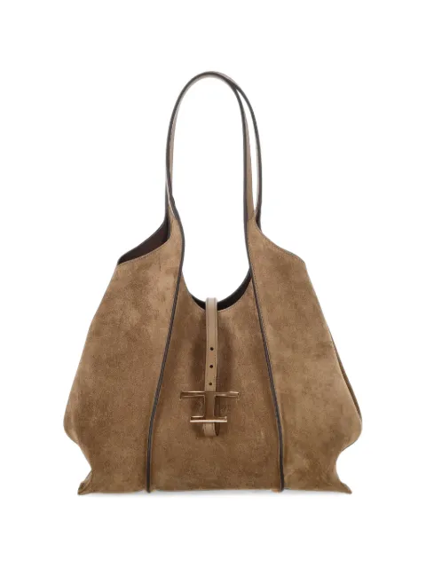 Tod's T Timeless shopping bag in suede small Brown XBWTSBA0200P3A