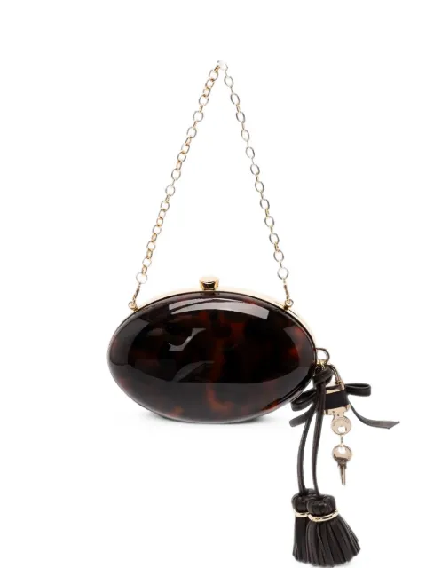 Self-Portrait tortoiseshell-effect clutch bag Brown PF26322