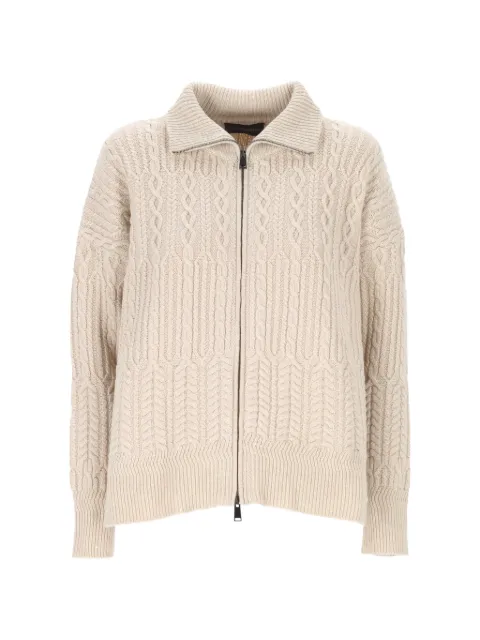 Lorena Antoniazzi cable-knit zip-up sweater Neutrals A26128FM09A24720110