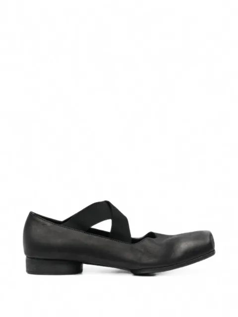 Uma Wang crossover-strap square-toe ballet flats Black US9001