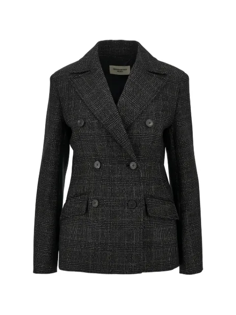 Weekend Max Mara Prince of Wales checked double-breasted wool blazer Grey 2625046032600418002