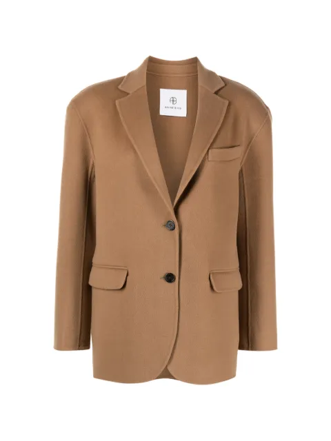 ANINE BING notched-lapels button-up jacket Neutrals A017073200CAMELCASHMEREBLEND