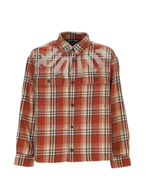 Palm Angels Big Neck logo-print checked shirt Orange PAMES02FB0012003