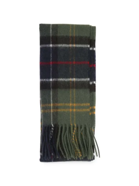 Barbour Tartan logo-patch scarf Green USC0002