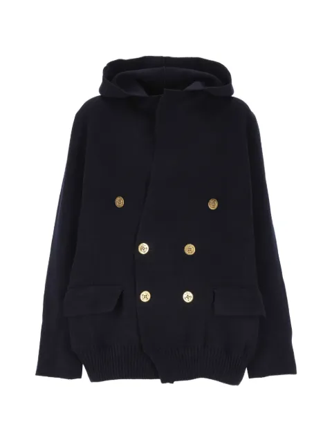 sacai double-breasted hooded coat Blue 2608669