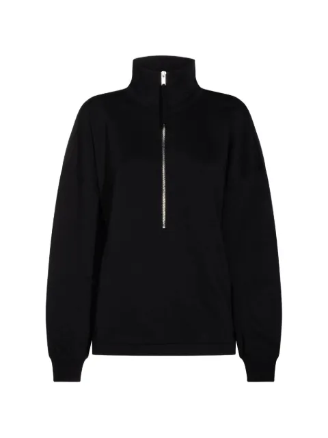 Thom Krom half-zip gathered-sleeve sweater Black WS498BLACK