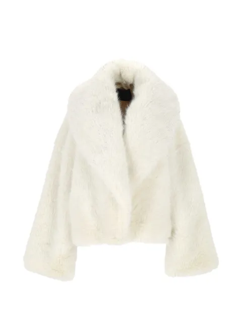 BB Couture shawl-lapel faux-fur jacket White FW26CA07