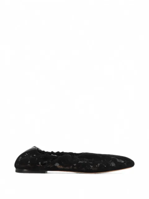 ODISSI Aicha lace-overlay elasticated ballet flats Black OD46101A