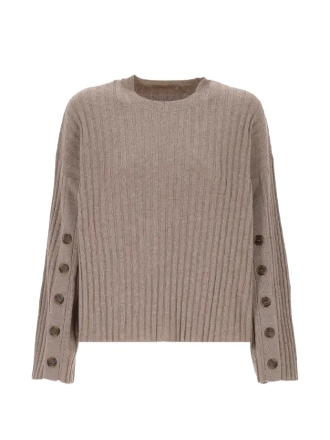 Purotatto ribbed-knit button-sleeve sweater Neutrals 2209097