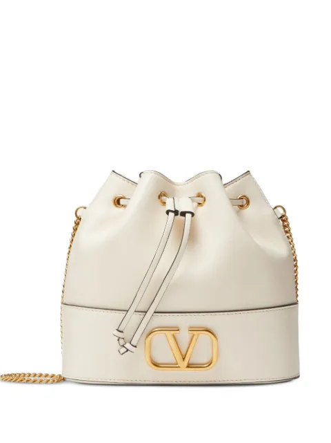Valentino Garavani mini VLogo Signature bucket bag in nappa leather White WP0T83AWD