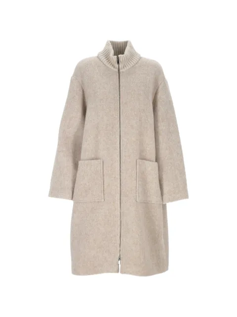 Lorena Antoniazzi high-neck zip-up coat Neutrals A2622CP38A5423