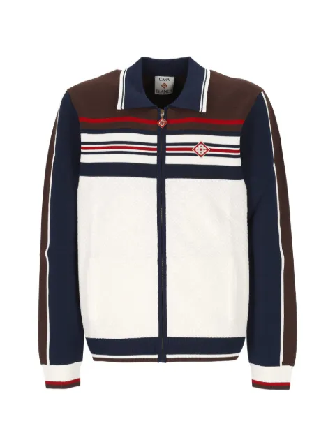 Casablanca Café Culture logo-patch zip-up sweater White MAW26KW147