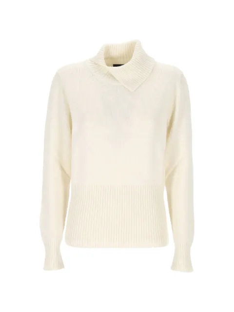 Gran Sasso ribbed-knit shawl-collar sweater Neutrals 2321123810004