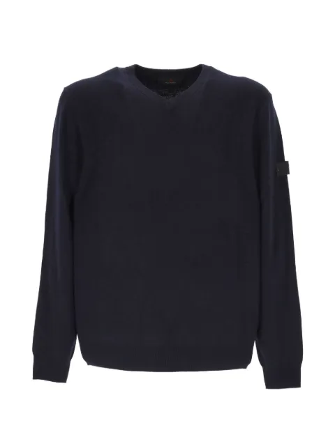 Peuterey V-neck logo-patch sweater Blue PEU599099011947
