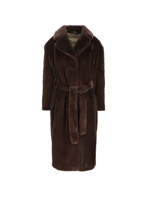Herno belted faux-fur coat Brown CA000586D12422