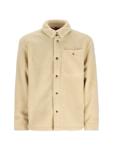Napapijri logo-embroidered fleece shirt jacket Neutrals NP0A8AD3N5E1
