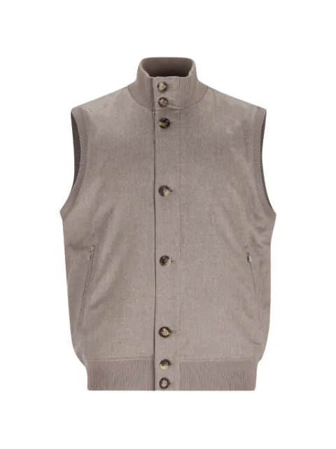 Brunello Cucinelli ribbed-trim button-up gilet Grey MV4216000CJW71