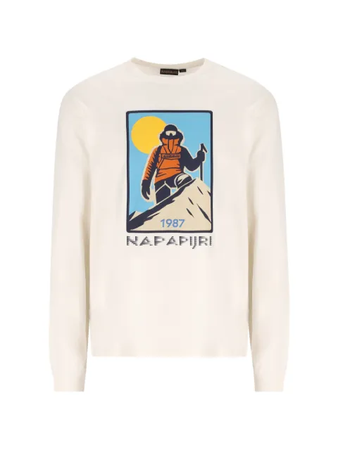 Napapijri graphic-print long-sleeve T-shirt White NP0A8BA7N1A1