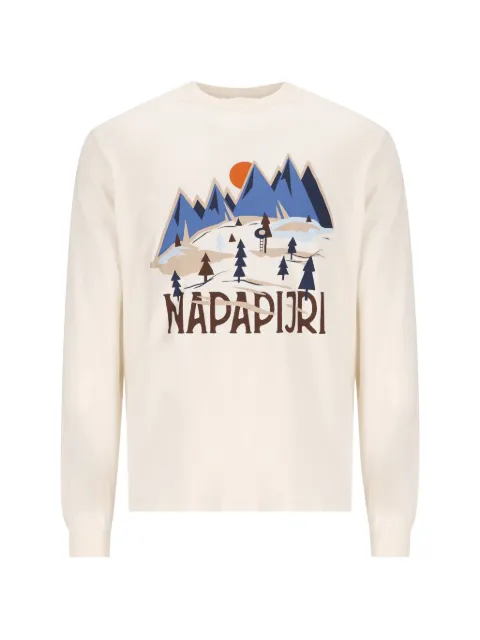 Napapijri graphic-print long-sleeve T-shirt Neutrals NP0A8BA7FVA1