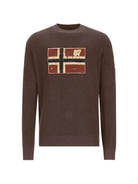 Napapijri Archive logo-patch waffle-knit sweater Brown NP0A8AS2WT31