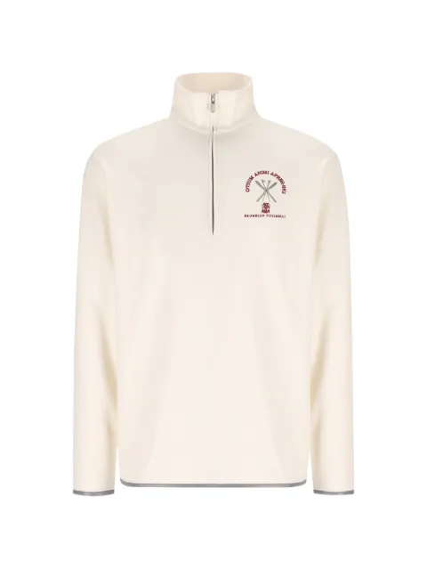 Brunello Cucinelli embroidered half-zip sweatshirt Neutrals MM840KT61