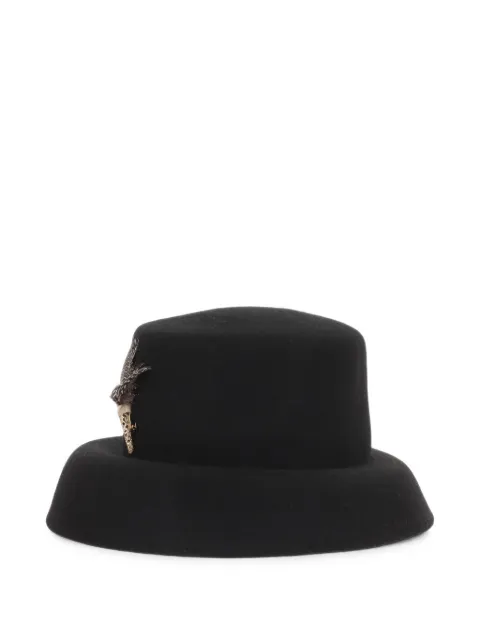 ALEXIA ÁLVAREZ DE TOLEDO feather-brooch wide-brim hat Black BUCKETNEGRO