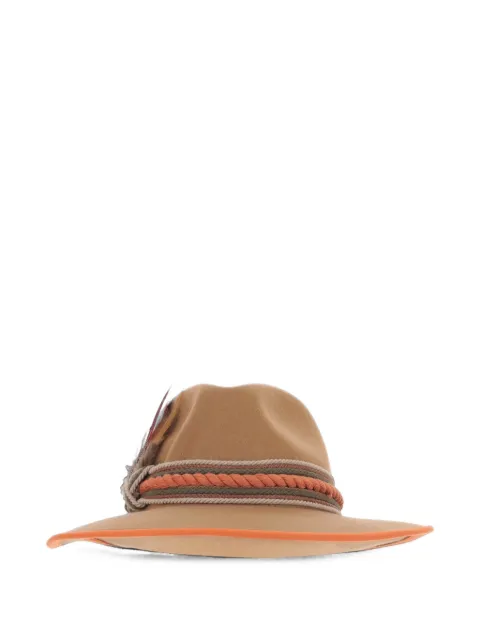 ALEXIA ÁLVAREZ DE TOLEDO feather-detail wide-brim hat Neutrals SOMBREROLANAMERINO