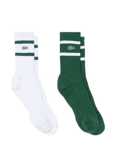 Lacoste logo-embroidered striped socks (set of 2) Green RA9189