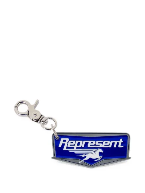 Represent Nothing Tougher Nothing Faster logo-plaque keyring Blue MLM100649