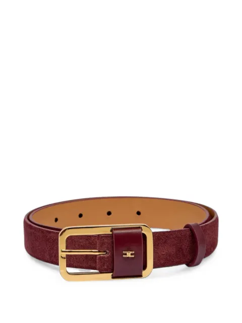 Elisabetta Franchi suede-finish logo-plaque belt Red CT42S56E2