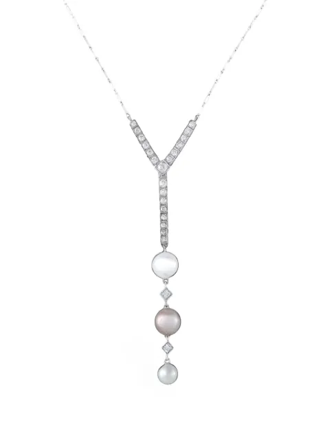 LB Exclusive diamond and pearl necklace Silver MF04073026