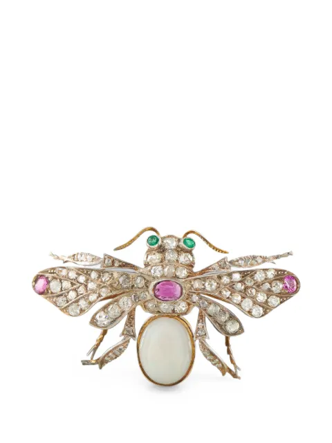 LB Exclusive diamond and opal bee brooch Gold MF08080426