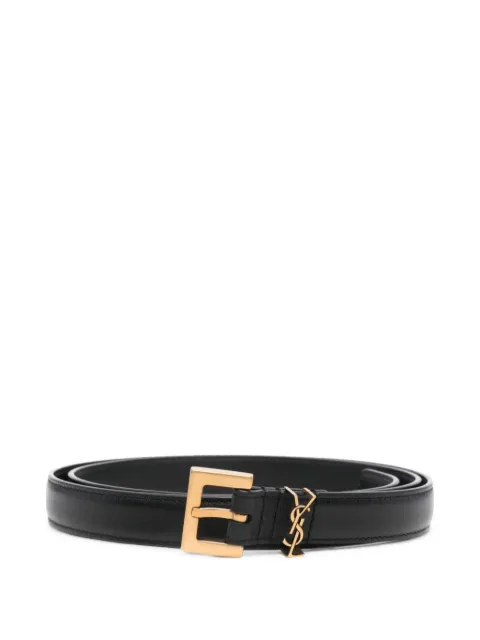 Saint Laurent Cassandre thin leather belt Black 554465BOO0W