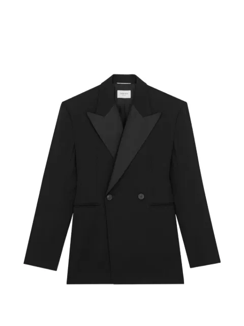 Saint Laurent double-breasted peak-lapel blazer Black 876201Y7E63