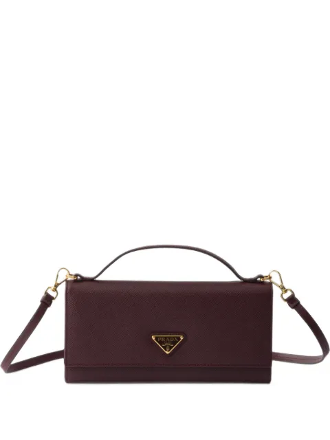 Prada Saffiano leather wallet with shoulder strap Red 1MT042QHH