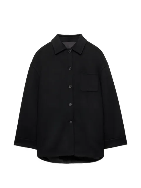 Prada reversible double cashwool and Re-Nylon caban jacket Black P651TSOOO1ALK