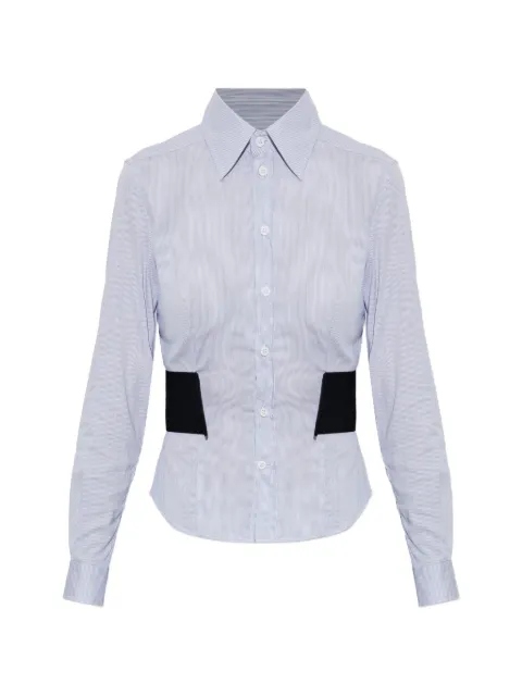 VETEMENTS striped waist-belt shirt Blue WH27SH041ST0