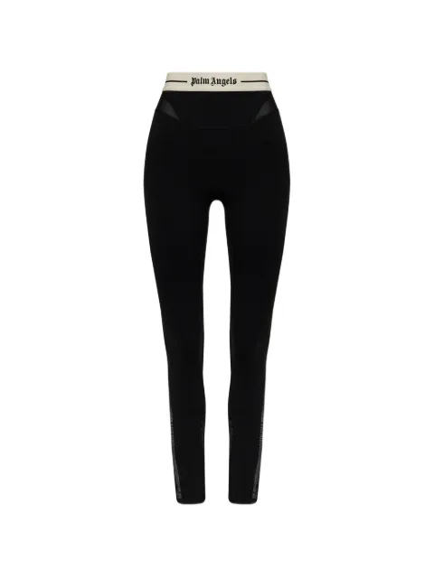 Palm Angels logo-waistband mesh-panel leggings Black PAWVK003FB001100A