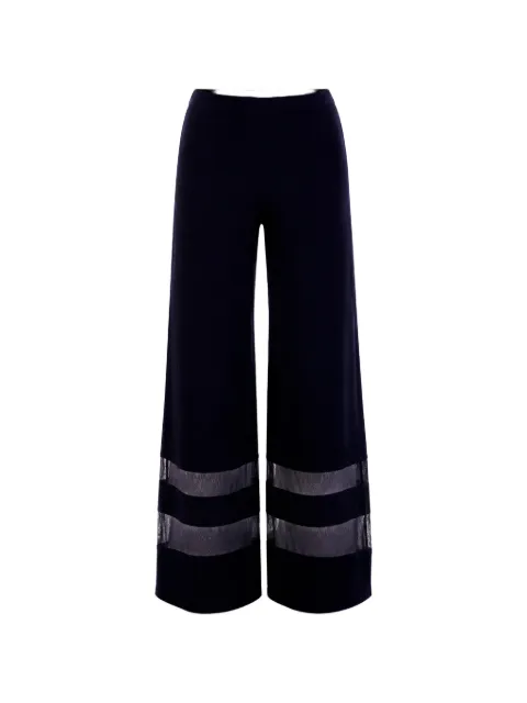 FRANK LYMAN sheer-panel palazzo pants Blue 248011MIDNIGHT