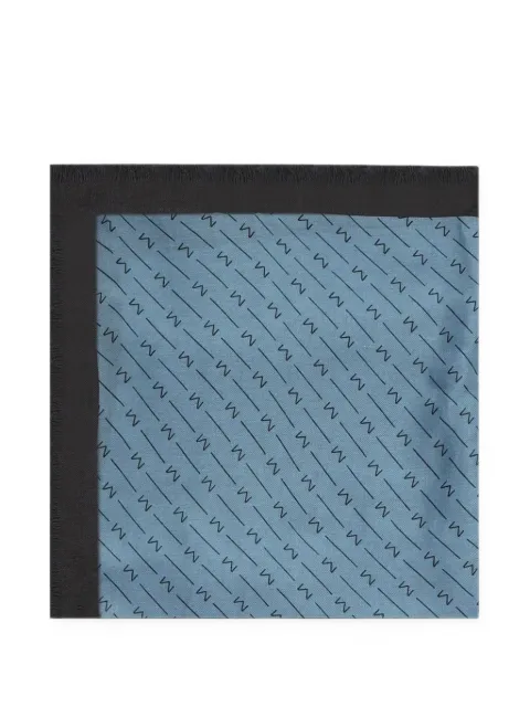 Max Mara logo-print fringed scarf Blue 2626546028