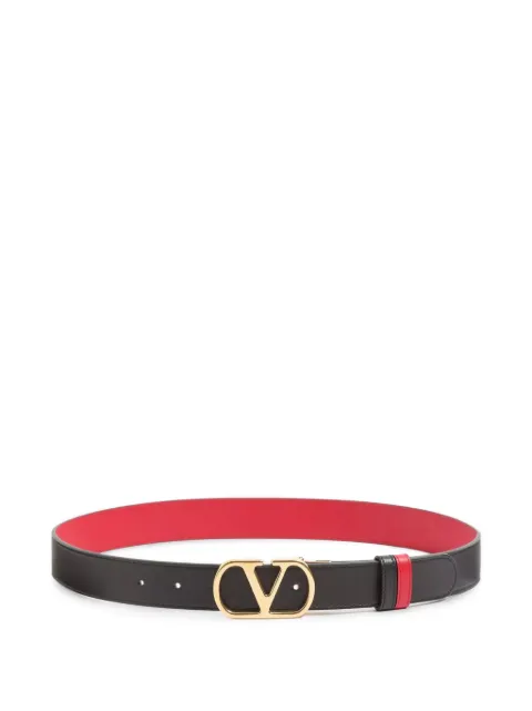 Valentino Garavani VLogo Signature reversible shiny calfskin belt Black 9W2T0SQ3ZDM