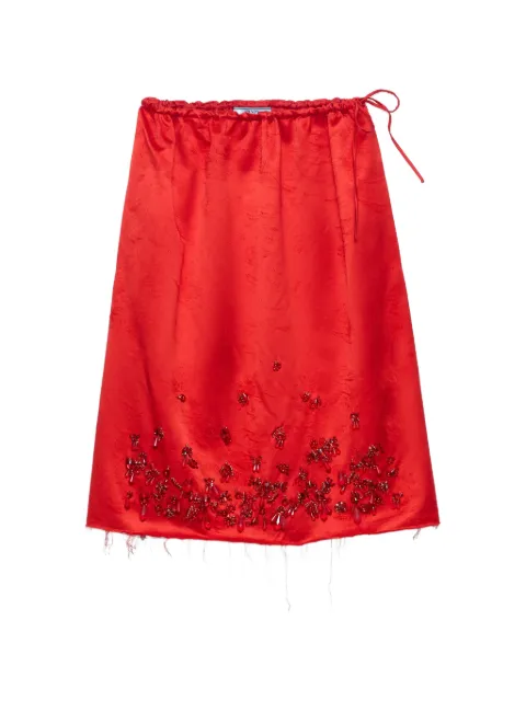 Prada satin skirt with embroidery Red P10E4RSOOO6641