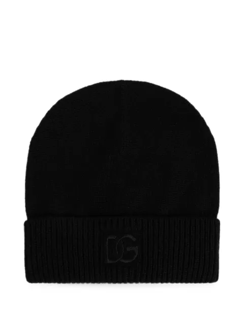 Dolce & Gabbana DG appliqué beanie hat Black FXQ28ZJBW2M