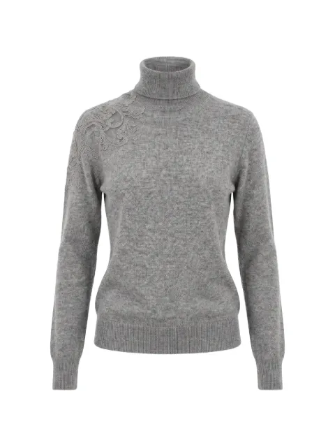 Ermanno Scervino lace-trim roll-neck sweater Grey D495M317APPYU